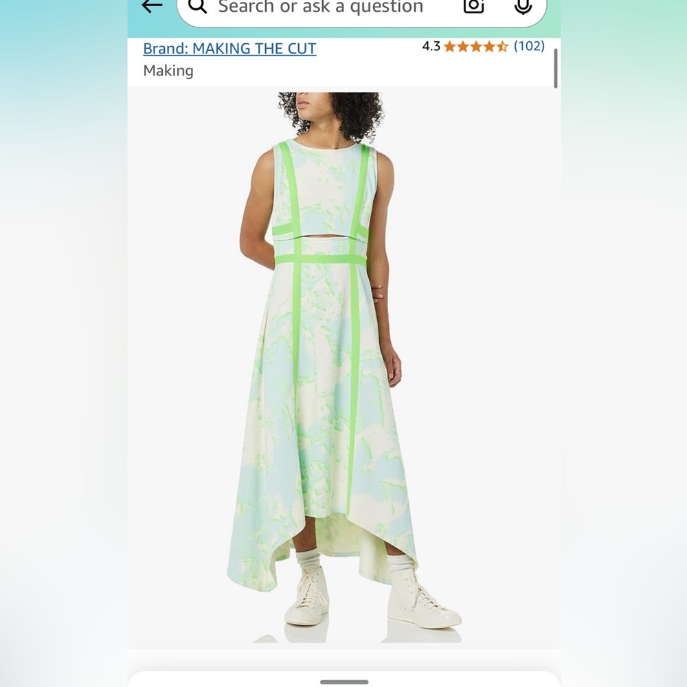 Making the Cut Green and White Dress